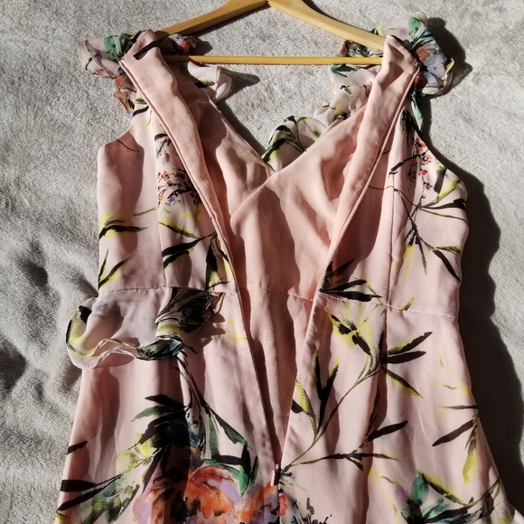 JAY GODFAREY Floral Print Sleeveless V-Neck Tiered Ruffle Trim Gown - Picture 10 of 14